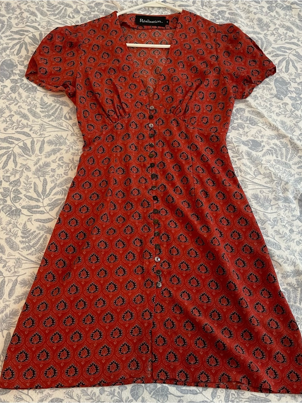 Réalisation Par The Cecile Red Floral Silk Mini Dress Size XS - Picture 9 of 15